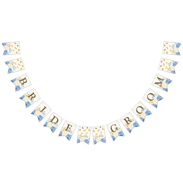Bannière À Fanions Soirée de mariage Golden Blue Yellow Floral (Tout)