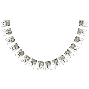 Bannière À Fanions Soirée de mariage Silver Golden White Roses