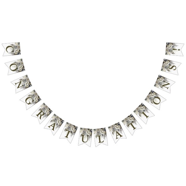 Bannière À Fanions Soirée de mariage Silver Golden White Roses (Tout)