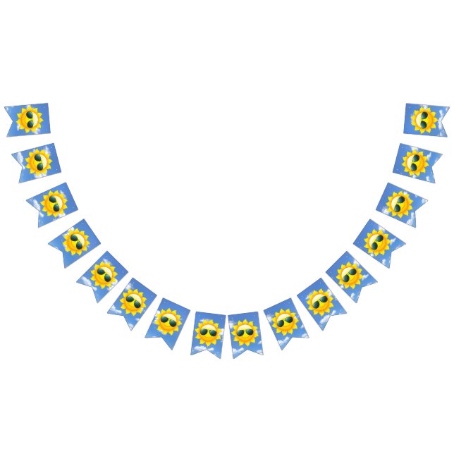 Bannière À Fanions soleil heureux avec lunettes de soleil (Tout)