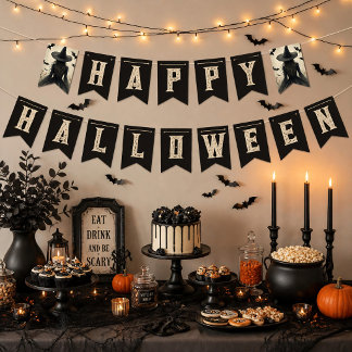 Bannière À Fanions Sorcelle Envoûtante Joyeux Halloween 