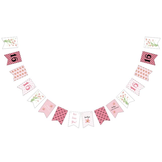 Bannière À Fanions Sweet sixteen Fleur sauvage rose fête d'anniversai (Tout)