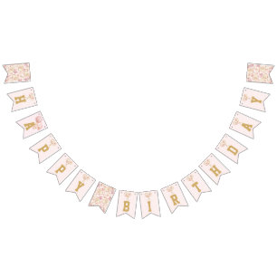 Bannière À Fanions Tennis Luxury Girl Joyeux anniversaire