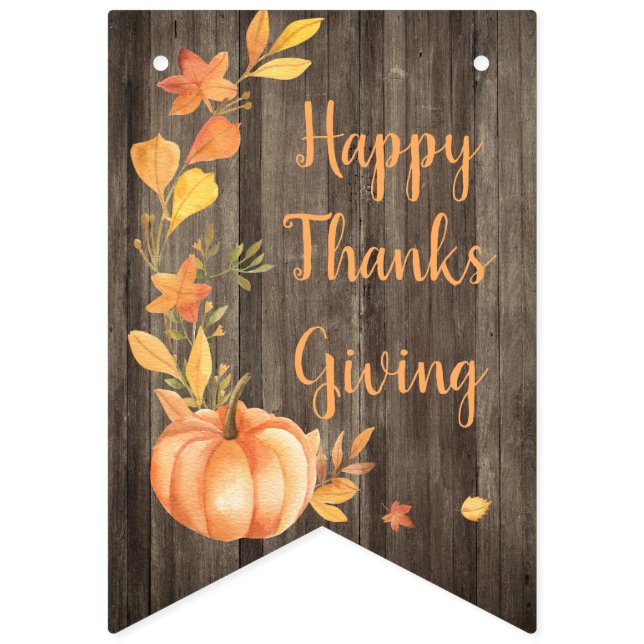 Bannière À Fanions Thanksgiving rustique de récolte d'automne de (Premier drapeau)