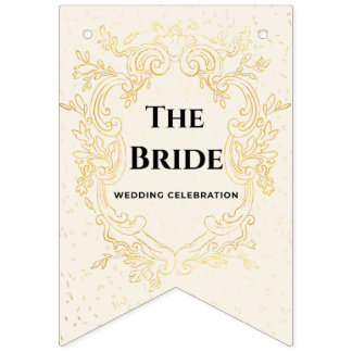Bannière À Fanions The Bride - Gold vintage framebunting banner