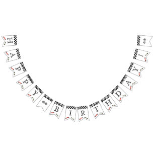 Bannière À Fanions Thème Voiture Race Rétro Anniversaire