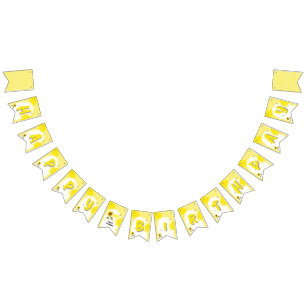 Bannière À Fanions Tournesol à l'aquarelle avec papillons 1er anniver