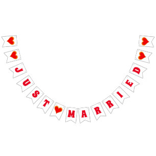 Bannière À Fanions TOUT JUSTE MARIÉS - conception de cœur d'amour 1