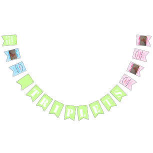 Bannière À Fanions Triplets Photos de bébé garçon et fille