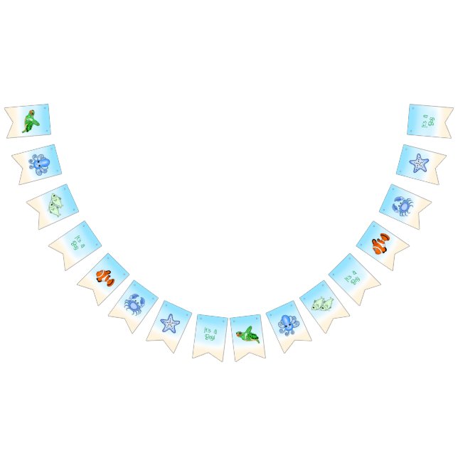 Bannière À Fanions Un garçon | Sous le Baby shower marin Personnalise (Tout)