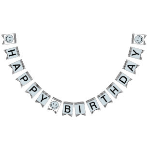Bannière À Fanions Un joyeux Dude bleu joyeux visage anniversaire