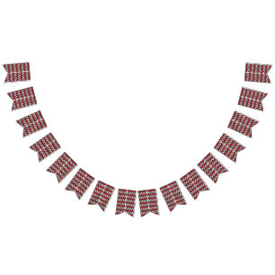 Bannière À Fanions un motif en zigzag rouge et noir sur fond blanc