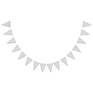 Bannière À Fanions Un motif floral raffiné en blanc et gris, presenti