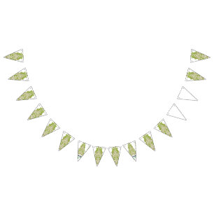 Bannière À Fanions un papier peint vert et blanc avec des motifs orné