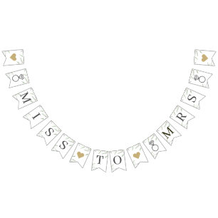 Bannière À Fanions Verdure minimale Mlle à Mme douche nuptiale rustiq