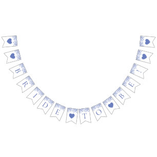 Bannière À Fanions Vintage Blue Floral Mariée à être Bunting Banner