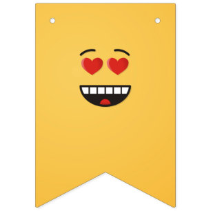 Bannière À Fanions Visage souriant aux yeux en forme de coeur