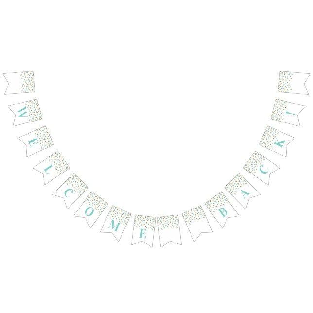 Bannière À Fanions Welcome Back Banner Turquoise Gold Confetti (Tout)