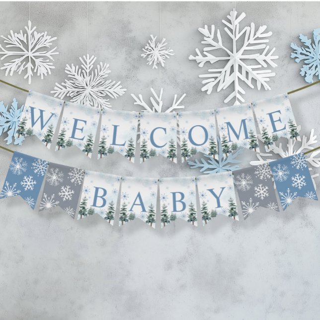 Bannière À Fanions Winter Wonderland Welcome Baby (Créateur téléchargé)
