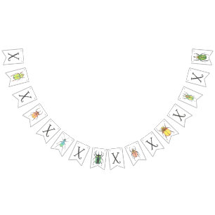 Bannière À Fanions XOXO Bugs and Kisses Valentine's Day Party