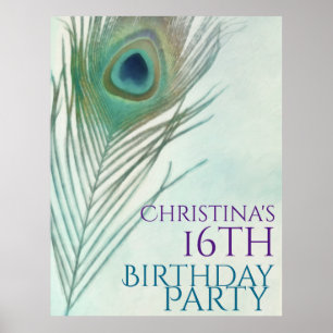 Bannière affiche aquarelle plumes de paon boho chi