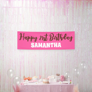 Bannière Anniversaire, Pink Happy 21st Anniversair