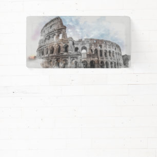 Bannière aquarelle du Colosseum – Monument de Rome
