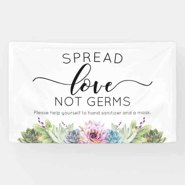 Bannière Aquarelle Succulente Love Not Germes (Horizontal)