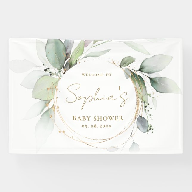 Bannière arrière-plan du Baby shower Eucalyptus (Horizontal)