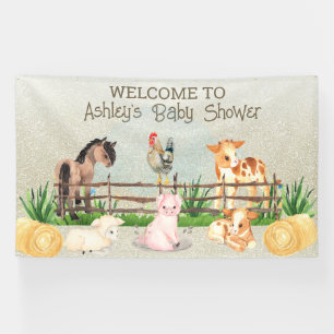 Bannière Baby shower Barnyard Animaux de ferme