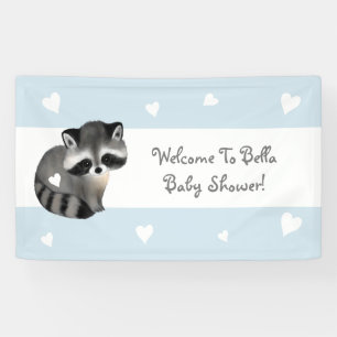 Bannière Baby shower Blue Heart Raccoon