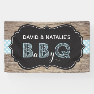 Bannière Baby shower BQ BBQ Bébé bleu