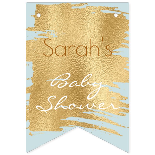 Bannière baby shower classique Bleu/Or Swallowtail (Premier drapeau)