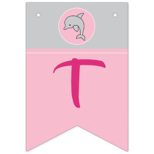 Bannière baby shower Swallowtail rose/gris Dolphin