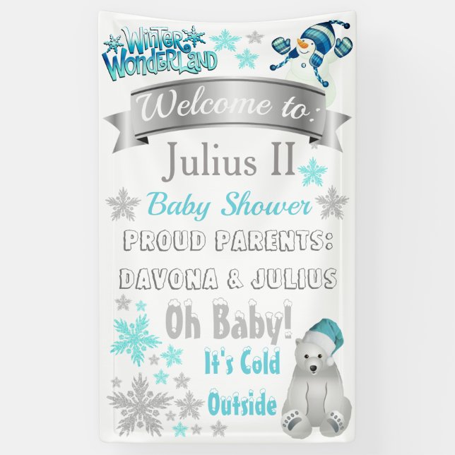 Bannière Baby shower Winter Wonderland (Vertical)