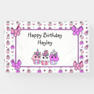 Bannière BIrthday de la petite licorne Cupcakes