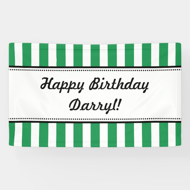 Bannière blanche verte d'anniversaire rayures (Horizontal)