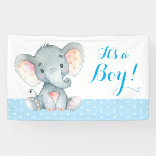 Bannière bleu Baby shower éléphant garçon