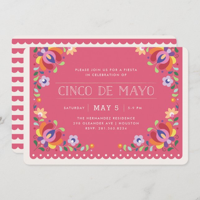 Bannière Botanique Fiesta Invitation - Magenta (Devant / Derrière)