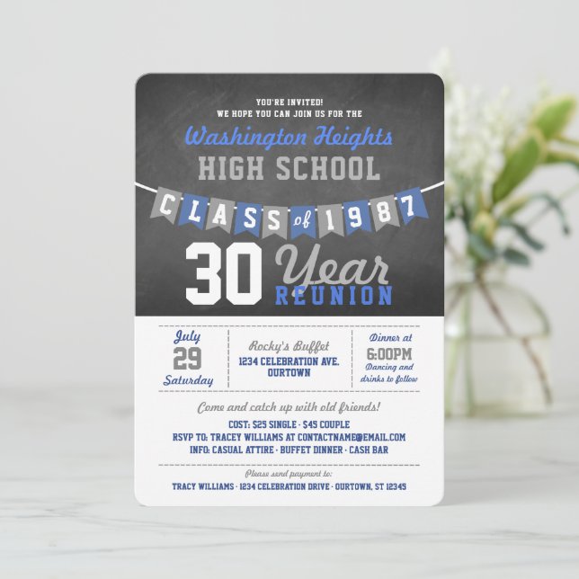 Bannière Chalkboard High School Reunion Invitation (Debout devant)
