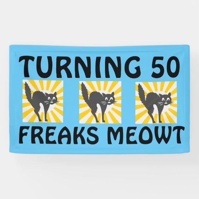 BANNIÈRE CHAT FUNNY 50E ANNIVERSAIRE (Horizontal)