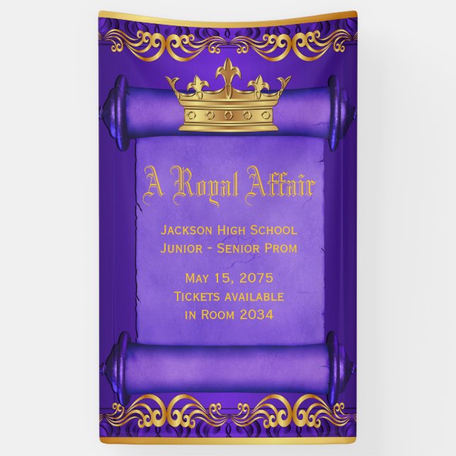 Bannière Couronne Royale Purple Or (Vertical)