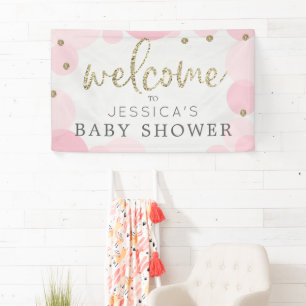 Bannière d'accueil du Baby shower Pink Polka Dot