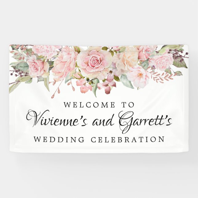 Bannière d'accueil Mariage rose (Horizontal)