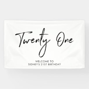Bannière d'accueil pour la fête des 21ans en noir 