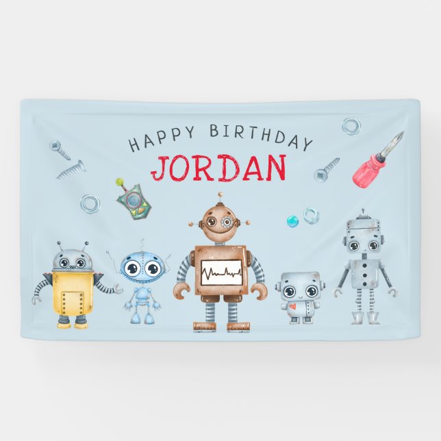 Bannière d'accueil pour l'anniversaire du robot mi (Horizontal)