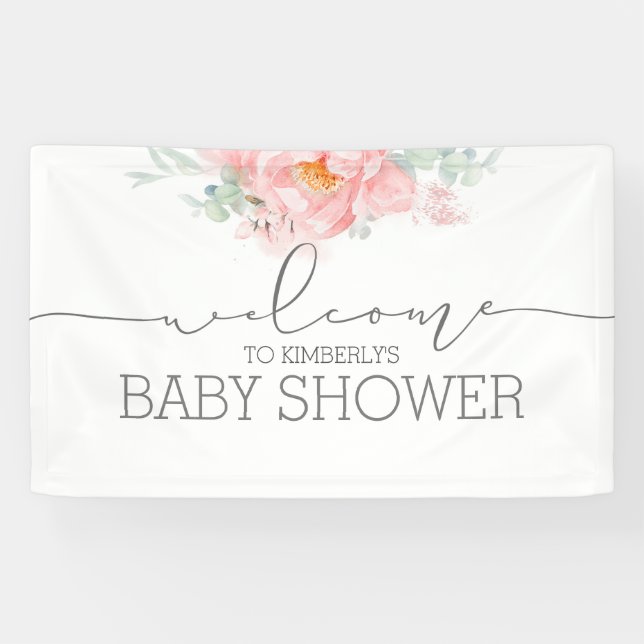 Bannière d'accueil Soft Pink Flower Baby shower (Horizontal)