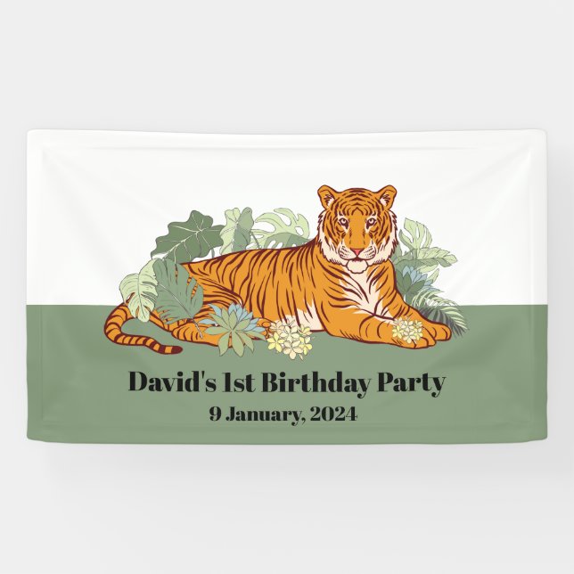 Bannière d'accueil tigre, jungle animale (Horizontal)