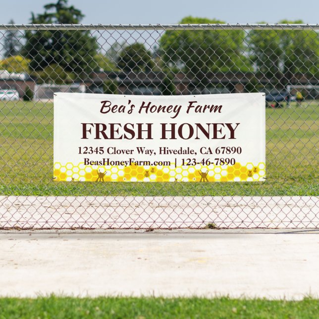 Bannière d'affichage personnalisée Bees Honey Farm (En situation)