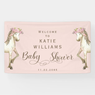 Bannière d'Affiche de bienvenue Baby shower rose p
